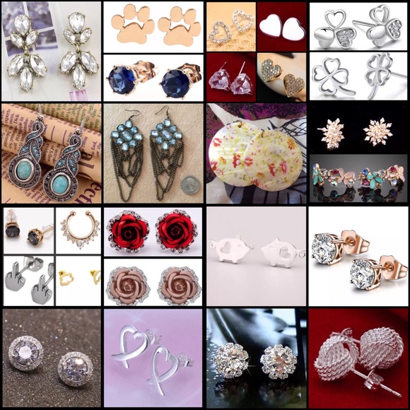 Silver Rhinestone Snowflake Earrings - Picture 6 of 6